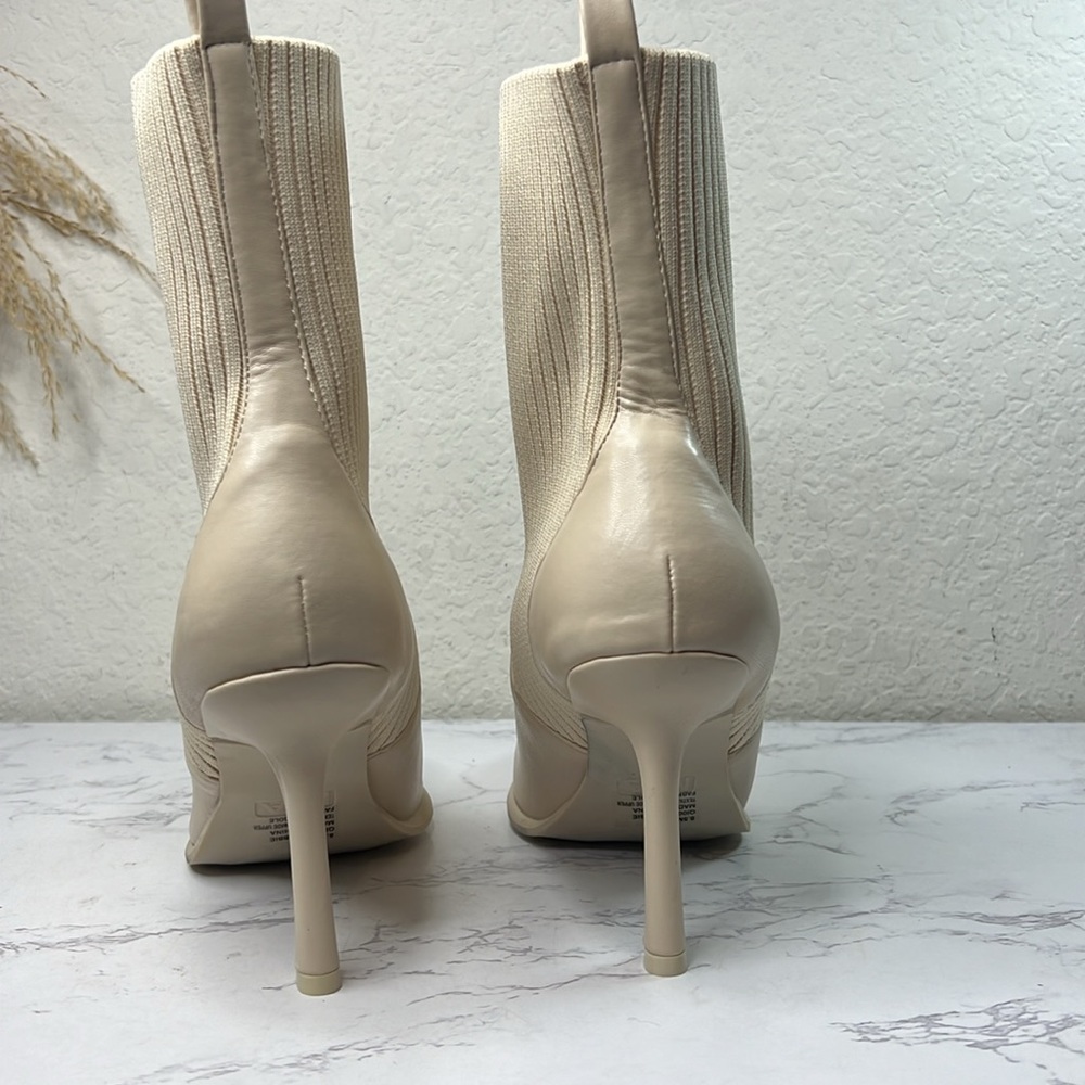 MIA Cream Ribbed Ankle Booties - Picture 4 of 13